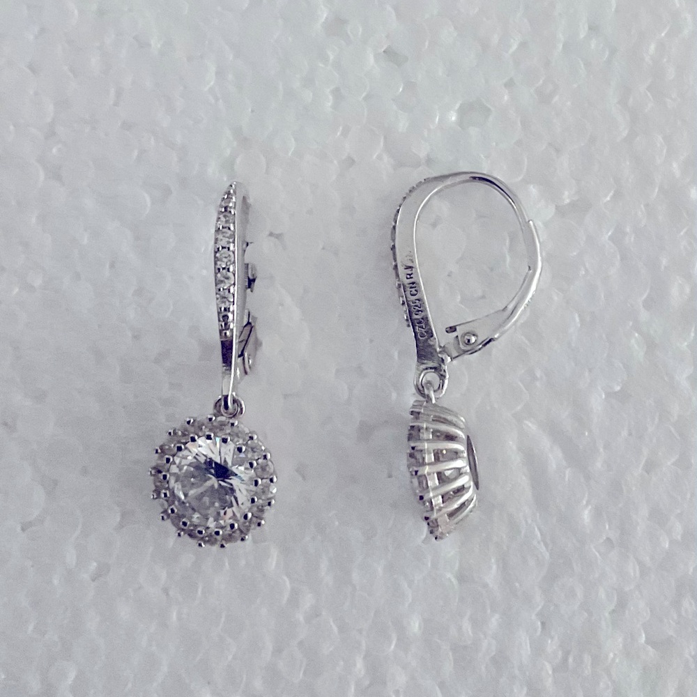 Sterling Silver with Cubic Zirconia Drop Earrings
